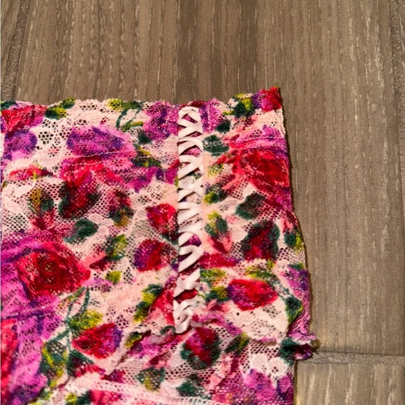 VICTORIA SECRET ROSE PINK/RED FLORAL THE LACE UP LACIE CHEEKY PANTY SIZE XL - Picture 7 of 15